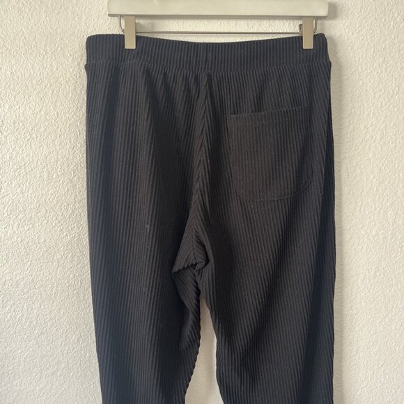 Alo Yoga Sweatpants Adult Medium Black Ribbed Cotton Tapered Unisex See Msmts - Picture 9 of 10